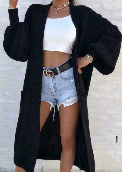 Jaki | Solid Knitted Long Cardigan Casual