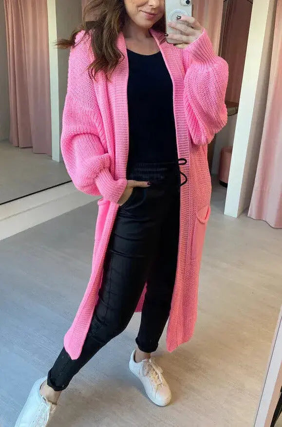 Jaki | Solid Knitted Long Cardigan Casual