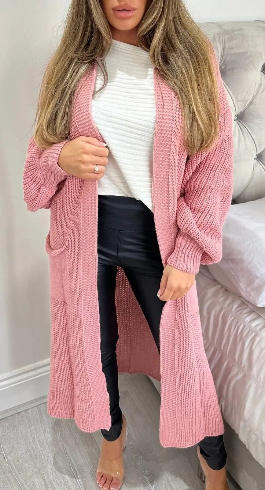 Jaki | Solid Knitted Long Cardigan Casual