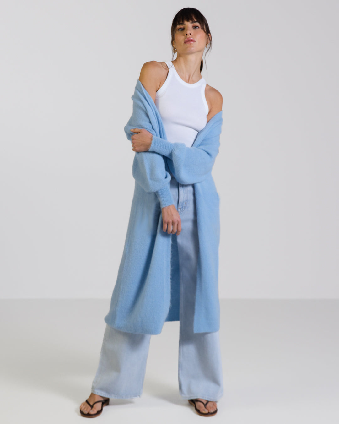 Jaki | Solid Knitted Long Cardigan Casual